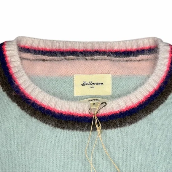 NWT Trendy Bellerose Datum Angora Wool Blend Stripe Oversized Sweater XS - Picture 3 of 9